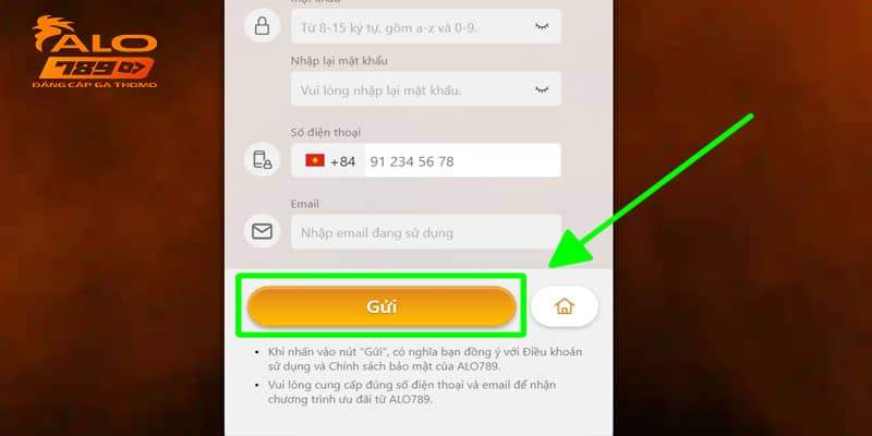 Hoàn tất thủ tục bằng cách ấn nút “Gửi” Hoàn tất thủ tục bằng cách ấn nút “Gửi”