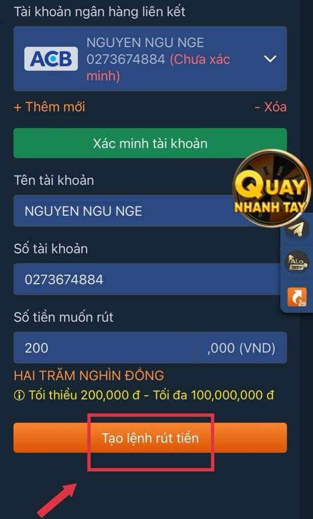 Tạo lệnh rút tiền alo789 Tạo lệnh rút tiền alo789