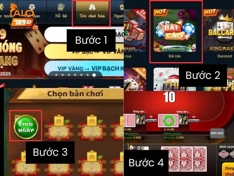 Các bước chơi đánh bài 3 cây online tại ALO789 Các bước chơi đánh bài 3 cây online tại ALO789